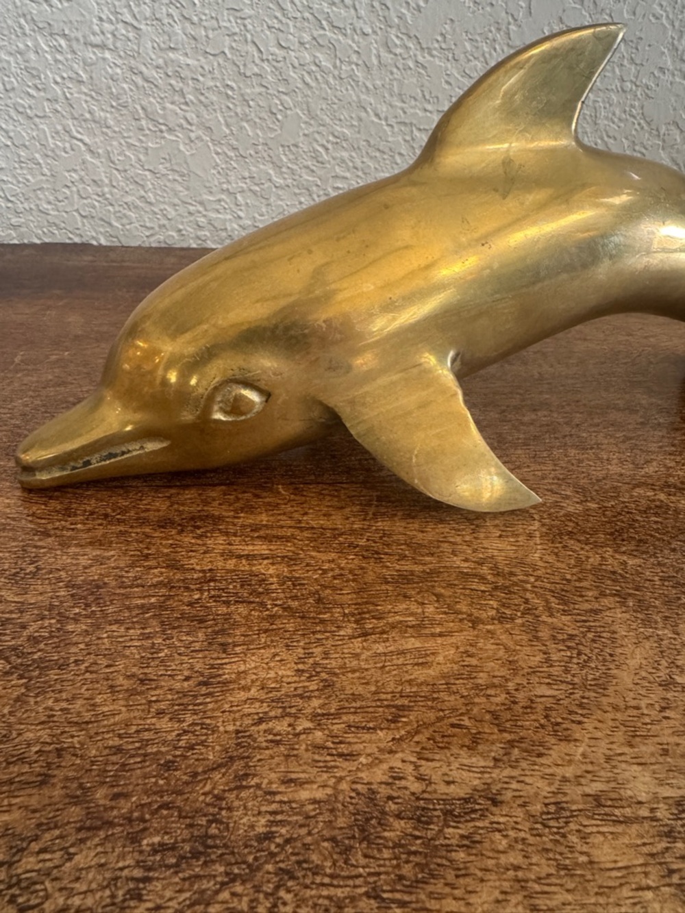 Vintage Solid Brass Dolphin Figurine Mid Century Style 11” Long Nautical  Decor - Picture 3 of 8